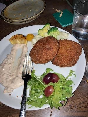 Crab Cakes (the sauce was to die for) at Spirit Elephant in Winnetka