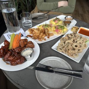 bbq and mango chili cauli wings, breakfast tacos, calamari   at Spirit Elephant in Winnetka