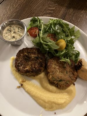 Crabless cakes   at Spirit Elephant in Winnetka