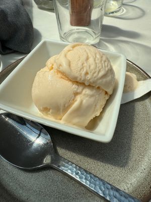 Ice cream with chocolate sauce afterward capped a delicious meal. at Spirit Elephant in Winnetka