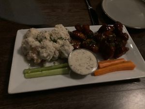 Cauliflower wings with two types of sauce  at Spirit Elephant in Winnetka