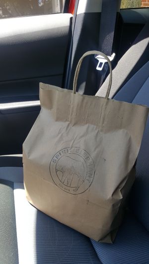 Curbside pick up. They brought our online order to the car. at Spirit Elephant in Winnetka