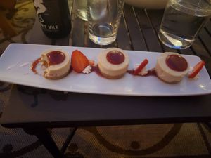 Strawberry cheesecake at Spirit Elephant in Winnetka