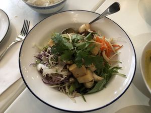 Vermicelli Salad Bowl with mushroom and tofu, vegan and GF  at Luho Restaurant in Crows Nest