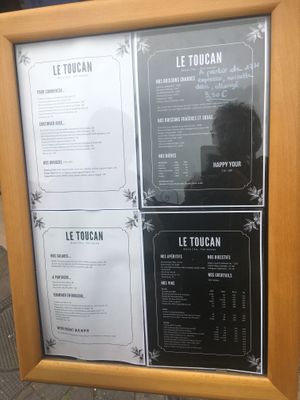 Menu at Le Toucan in Saint-germain-en-laye
