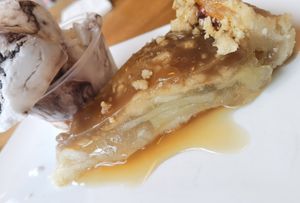 Apple tart and coconut/chocolate ice cream  at Kelly's Diner in Letterkenny
