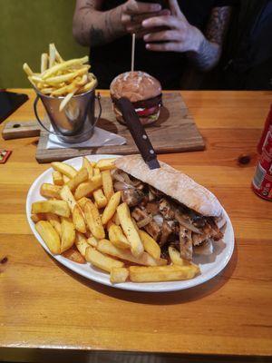 Mushroom "steak" sandwich with fries at Kelly's Diner in Letterkenny