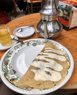 Curried vegetable crepe with soya based sauce at La Teteria  in Malaga