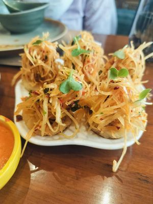 A som tam inspired appetiser at Burma Burma in Bangalore