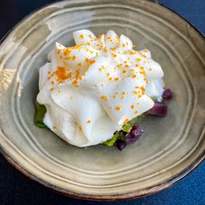 Starter with lettuce and asparagus mousse at lil Radish in Bern