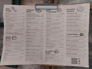 Menu at Santo Falafel in Florence