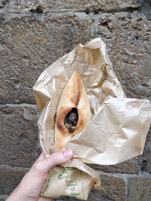Eggplant calzone at Santo Falafel in Florence