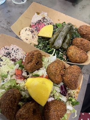 Two salad boxess  at Santo Falafel in Florence