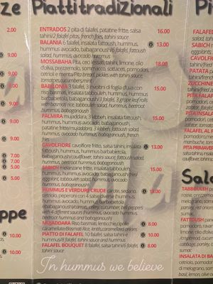 Menu p3 at Santo Falafel in Florence