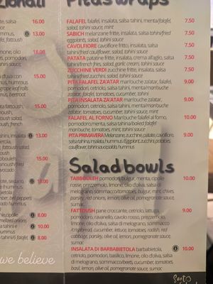 Menu p4 at Santo Falafel in Florence