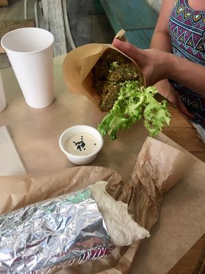 Falafel bouquet with Aubergine wrap - delicious 100% vegan  at Santo Falafel in Florence