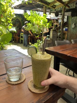 ‘Hulk’ smoothie with avocado, cucumber, all kinds of other ingredients that I forget. Refreshing  at Simon Says  in San Juan Del Sur