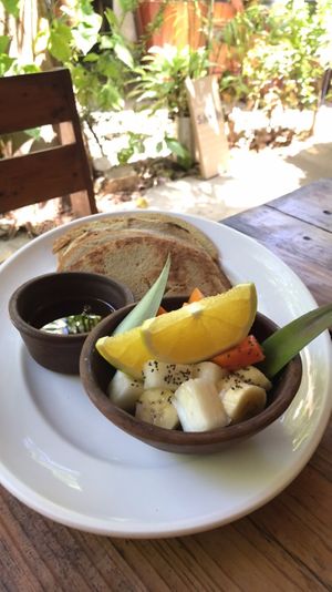 healthy pancakes made from oats  at Simon Says  in San Juan Del Sur