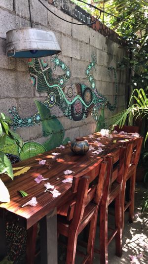 gorgeous art on walls  at Simon Says  in San Juan Del Sur