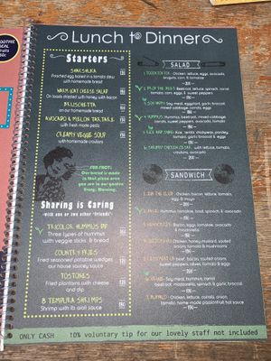 Menu at Simon Says  in San Juan Del Sur