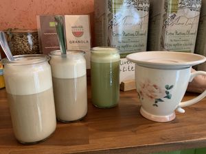 Chai lattes, matcha latte, fresh mint tea   at  Natürlik Lekkeria in Mainz