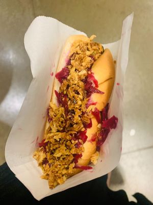 Vegan hot dog from ikeas bistro  at IKEA in Bolingbrook