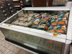 Vegan f*sh sticks and muchroom ravioli. at ICA Söder in Malmo