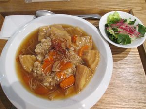 wheat gluten stew on rice at il riccio in Himeji