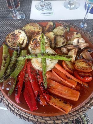 Parrilla de verduras con queso de cabra at Chiringuito El Bambú in La Herradura