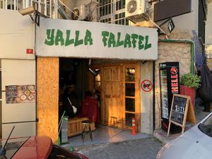 Front of shop  at Yalla Falafel in Istanbul