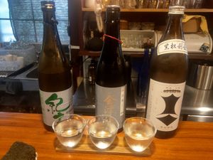 Three favourite  dry sake at Veganic Monkey Magic 浅草 in Tokyo