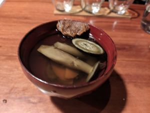Miso soup at Veganic Monkey Magic 浅草 in Tokyo