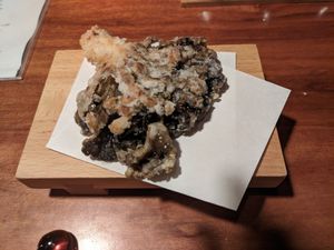 Tempura mushroom at Veganic Monkey Magic 浅草 in Tokyo
