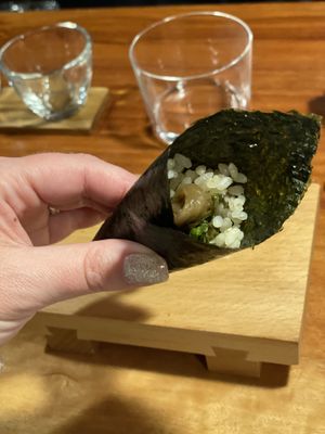 Hand rolled mushroom   at Veganic Monkey Magic 浅草 in Tokyo