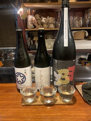Sake flight  at Veganic Monkey Magic 浅草 in Tokyo