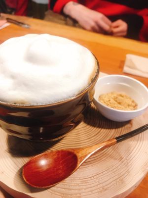 Vegan cappuccino with soy milk! Can add brown sugar. at Veganic Monkey Magic 浅草 in Tokyo