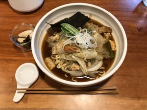 Ramen bowl at Veganic Monkey Magic 浅草 in Tokyo