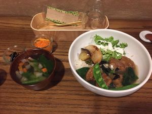 Soup and rice dish  at Veganic Monkey Magic 浅草 in Tokyo