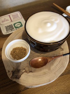 Coffee with kokuto sugar from Okinawa at Veganic Monkey Magic 浅草 in Tokyo
