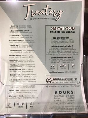 Menu  at The Treatery in Akron