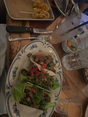 Mushroom tacos, I asked for some to be lettuce wrapped. Elote ask for no dairy. They don’t have vegan el pastor any more☹️  at Rocco's Tacos in Naples