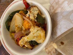 Cauliflower peppers carrots and sweet potatoe tacos at Rocco's Tacos in Naples