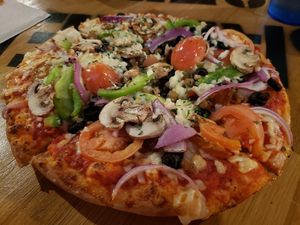 Vegan build your own pizza   at Barrel District in Cathedral City