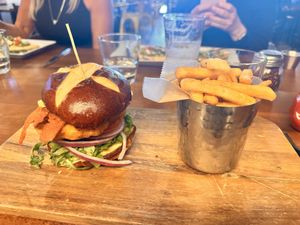 Club sandwich and fries!   at Barrel District in Cathedral City