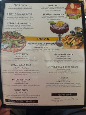 Vegan Menu at Barrel District in Cathedral City