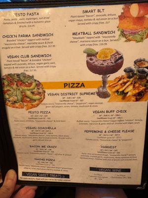Vegan Menu at Barrel District in Cathedral City