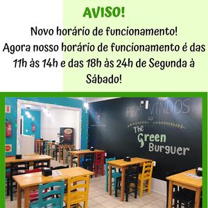 Agora abrimos também no horário do almoço das 11h às 14h! Além disso, temos IFood! at The Green Burguer in Florianopolis