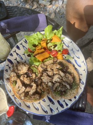 Mushroom avocado on toast   at Galapagos in Koh Lanta