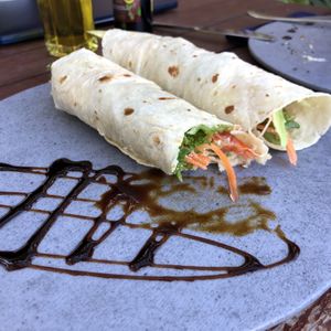 This was my favorite. Vegan cashew sauce with fresh veggies and avo   at Galapagos in Koh Lanta