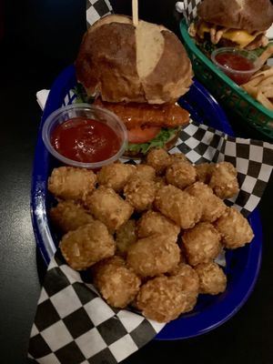 Buffalo chkn with tots  at The Good Bar in Long Beach